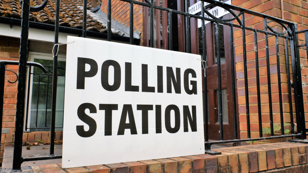 Polling station sign