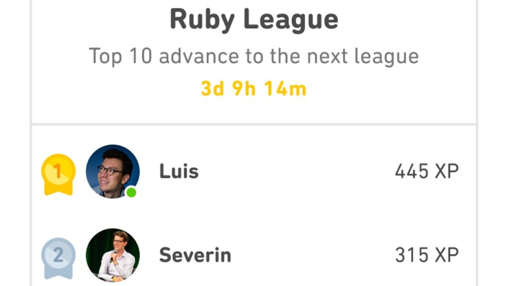 Duolingo league table