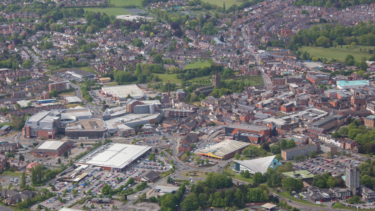 Aerial View of Wrexham, Clwyd, North Wales