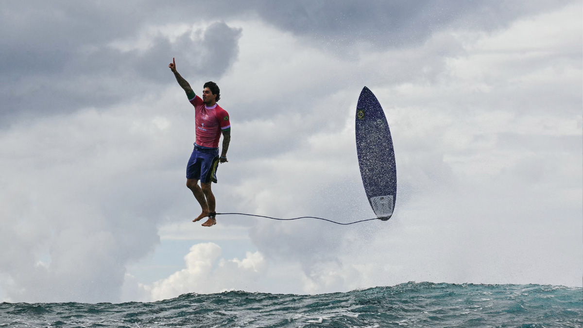 Brazil's Gabriel Medina during the men's surfing at the Paris 2024 Olympic Games in Tahiti