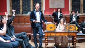 Caspar Lee speaking at the Oxford Union