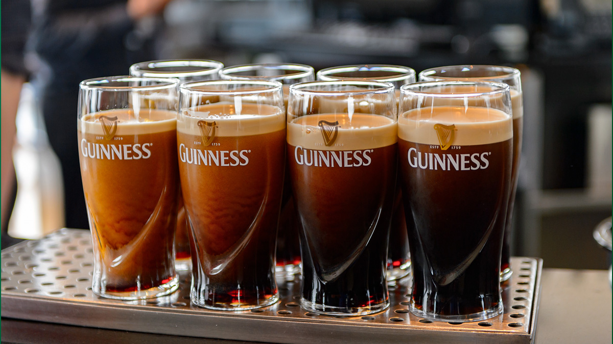 Pints of Guinness in the museum in Dublin