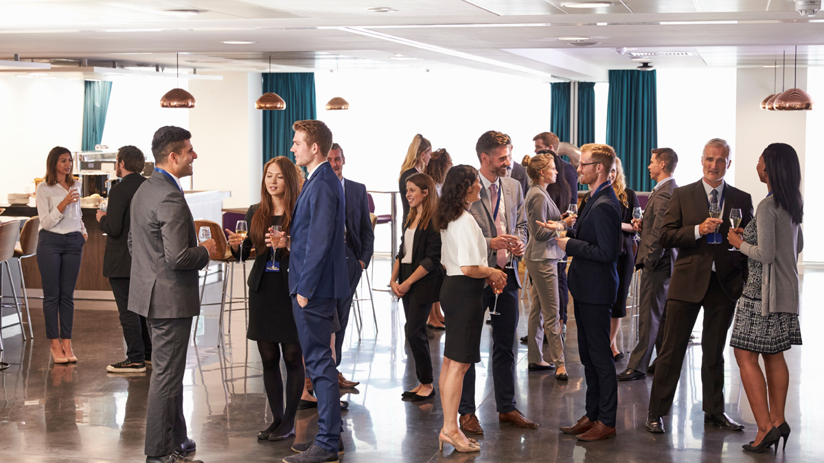 Delegates Networking At Conference Drinks Reception