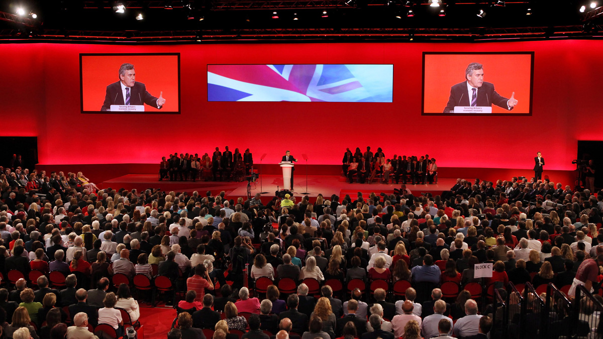 Gordon Brown in 2009 addressing the last Labour Party conference that Labour were in power for