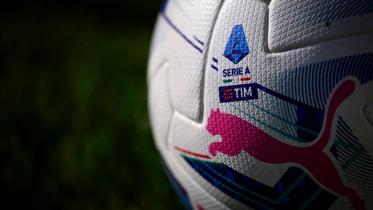 Logos of Puma and Serie A are seen on the Serie A official match ball Puma