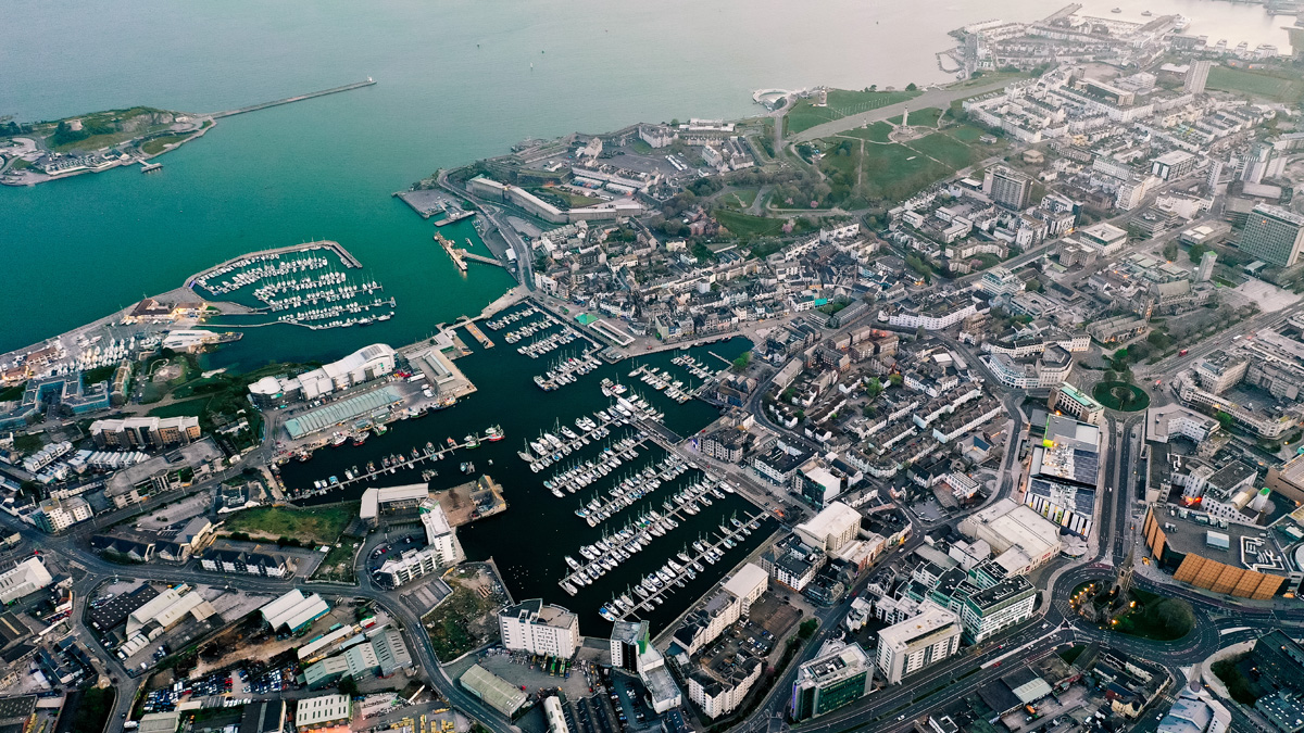 Aerial view of Plymouth