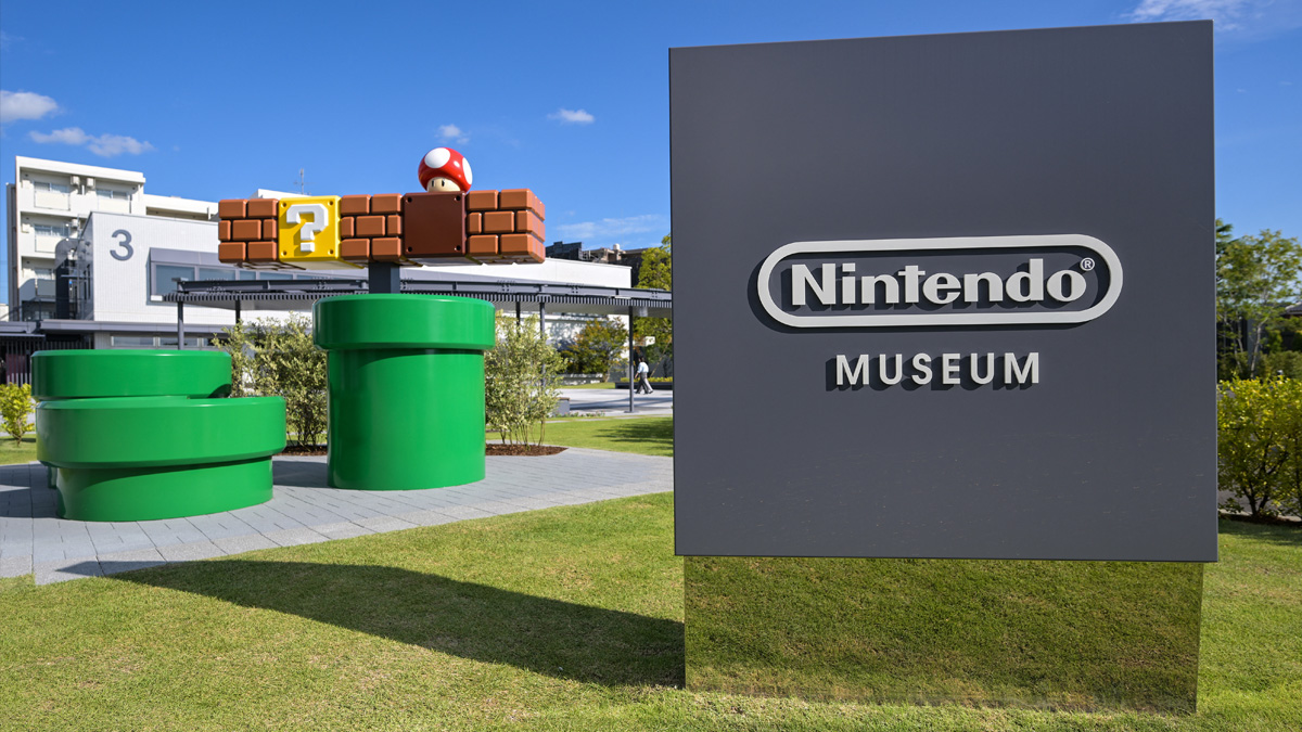 Signage in the courtyard of the new Nintendo Museum