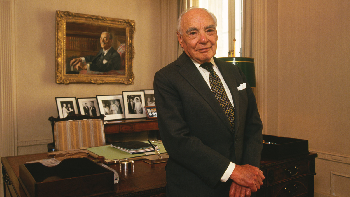 South African businessman Harry Oppenheimer at home