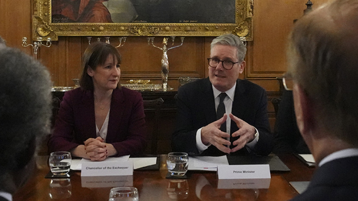 Prime minister Keir Starmer and chancellor of the exchequer Rachel Reeves host an investment roundtable discussion