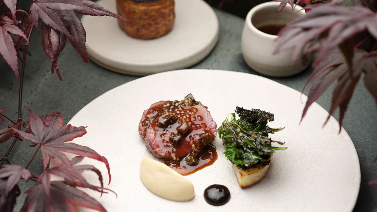 Cartmel Valley venison, ibis celeriac, mountain pepper leaf at Henrock by Simon Rogan